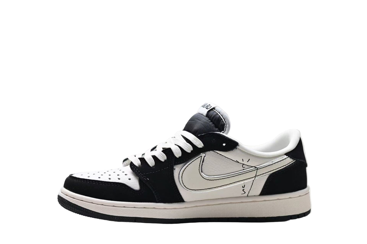 Travis Scott x Air Jordan 1 Custom La Bubu Retro Low OG "Cactus Jack" AJ1 Black & White