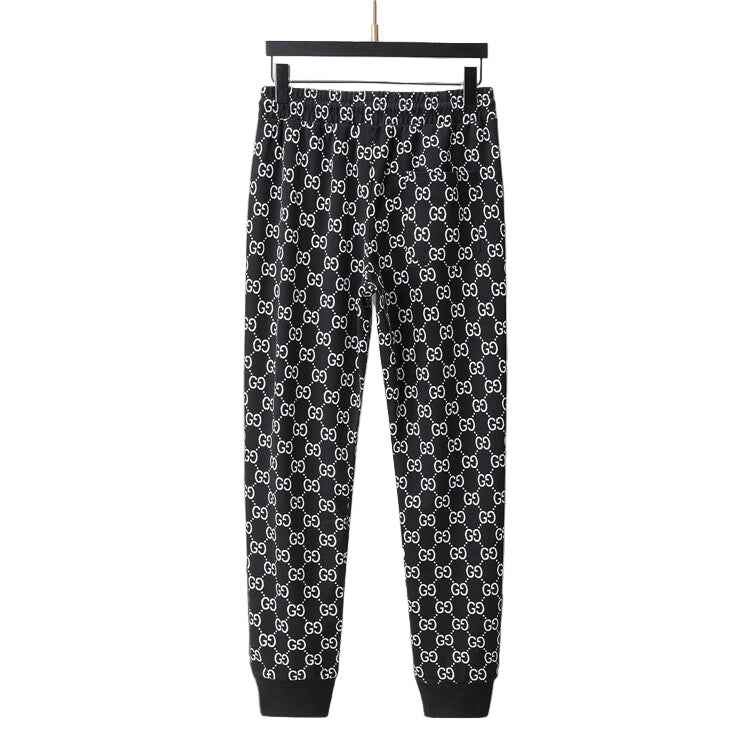 “Black & White GG Motif Hooded Zip Jacket with Matching Joggers — Style Knit Set” - TruVybe Essentials