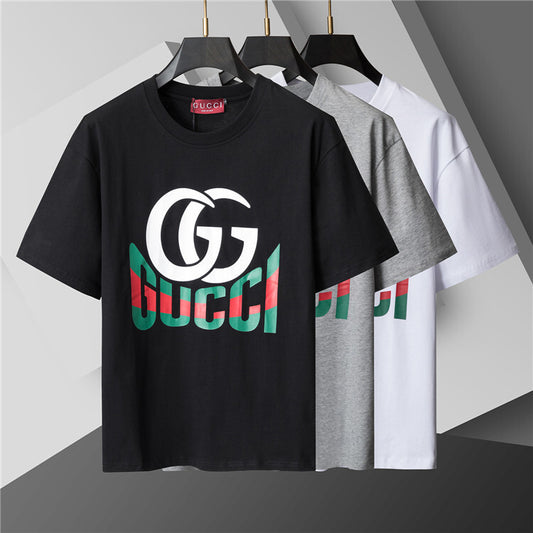 Red & Green Graphic Motif Cotton Jersey Tee — Statement Design