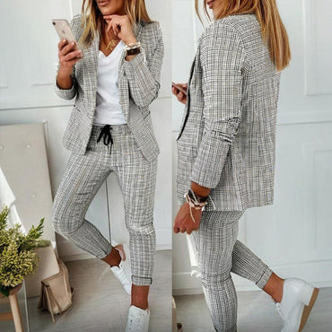 Women’s Plaid Two‑Piece Suit Set