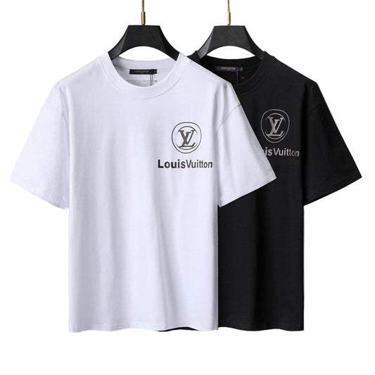 White and black t-shirts with on a gray background