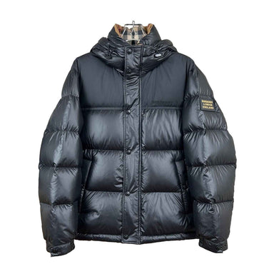 Luxury Down Puffer Jacket – Black Hooded Edition with Check Lining - TruVybe Essentials