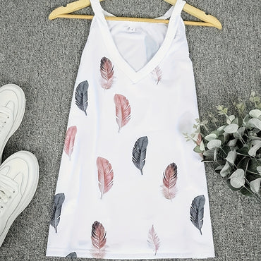 Women’s Feather Print V-Neck Camisole