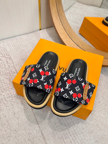 Cherry Print Comfort Slides for Women – Lightweight Casual Sandals Available in 4 Styles
