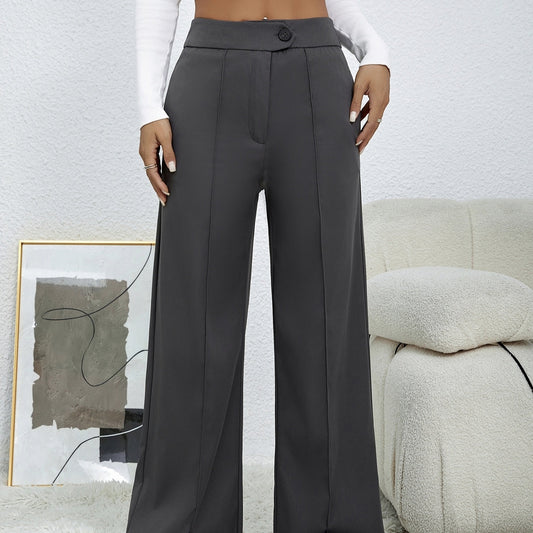 Ladies' Solid Color Loose Wide Leg Straight Leg Pants