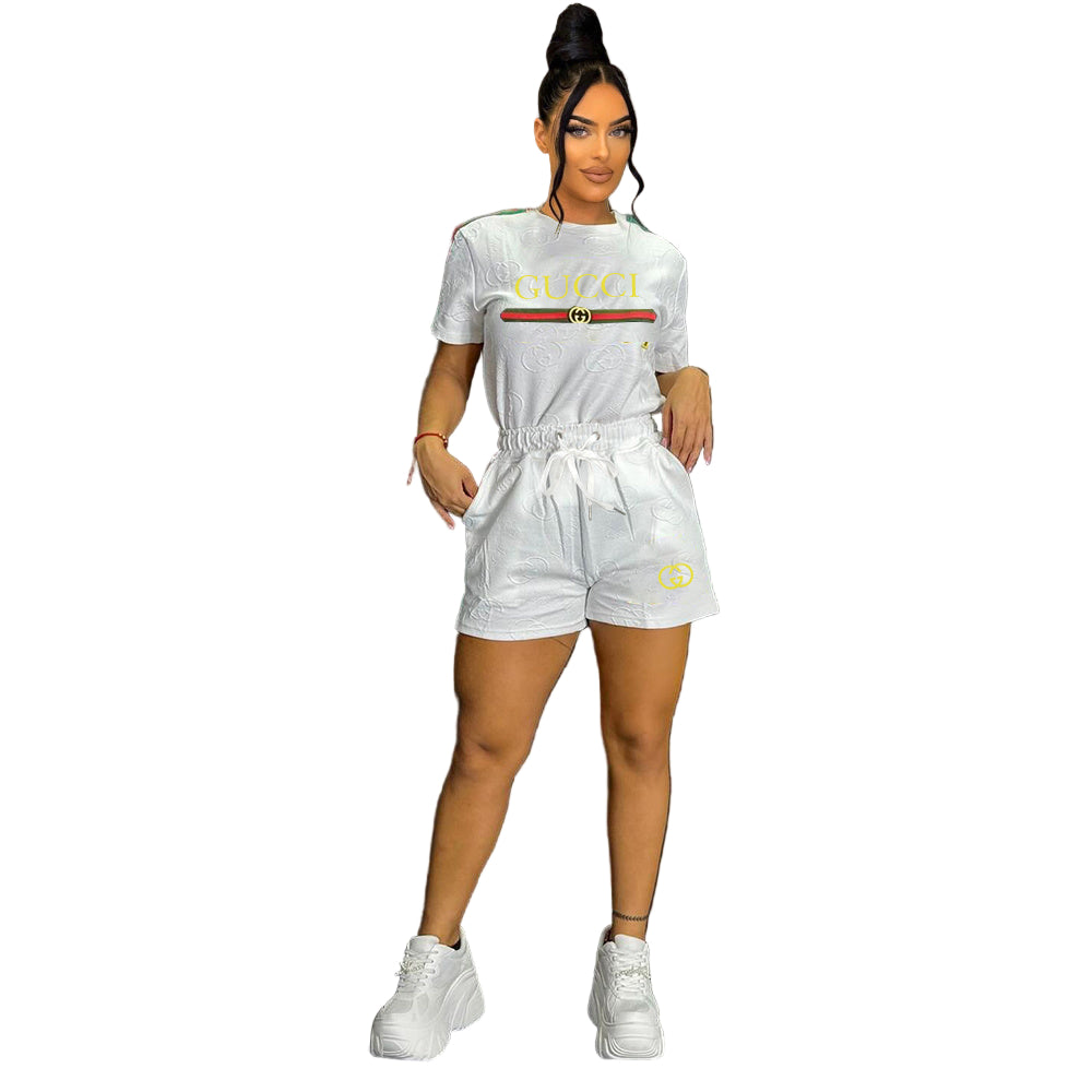 Luxury Vintage-Inspired White Graphic Tee & Shorts Set - TruVybe Essentials