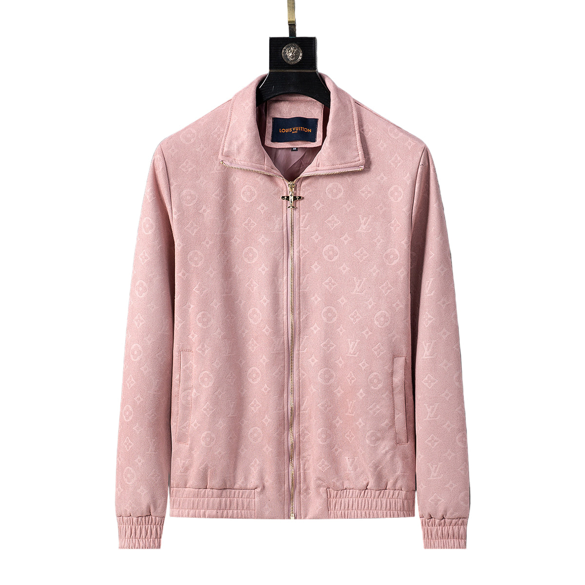 Luxury Suede Tracksuit Jacket – Debossed Monogram Mauve or Black Edition - TruVybe Essentials