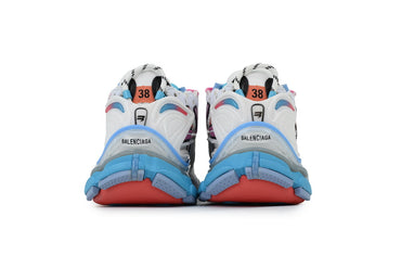 Pair of sneakers with colorful design on a white background