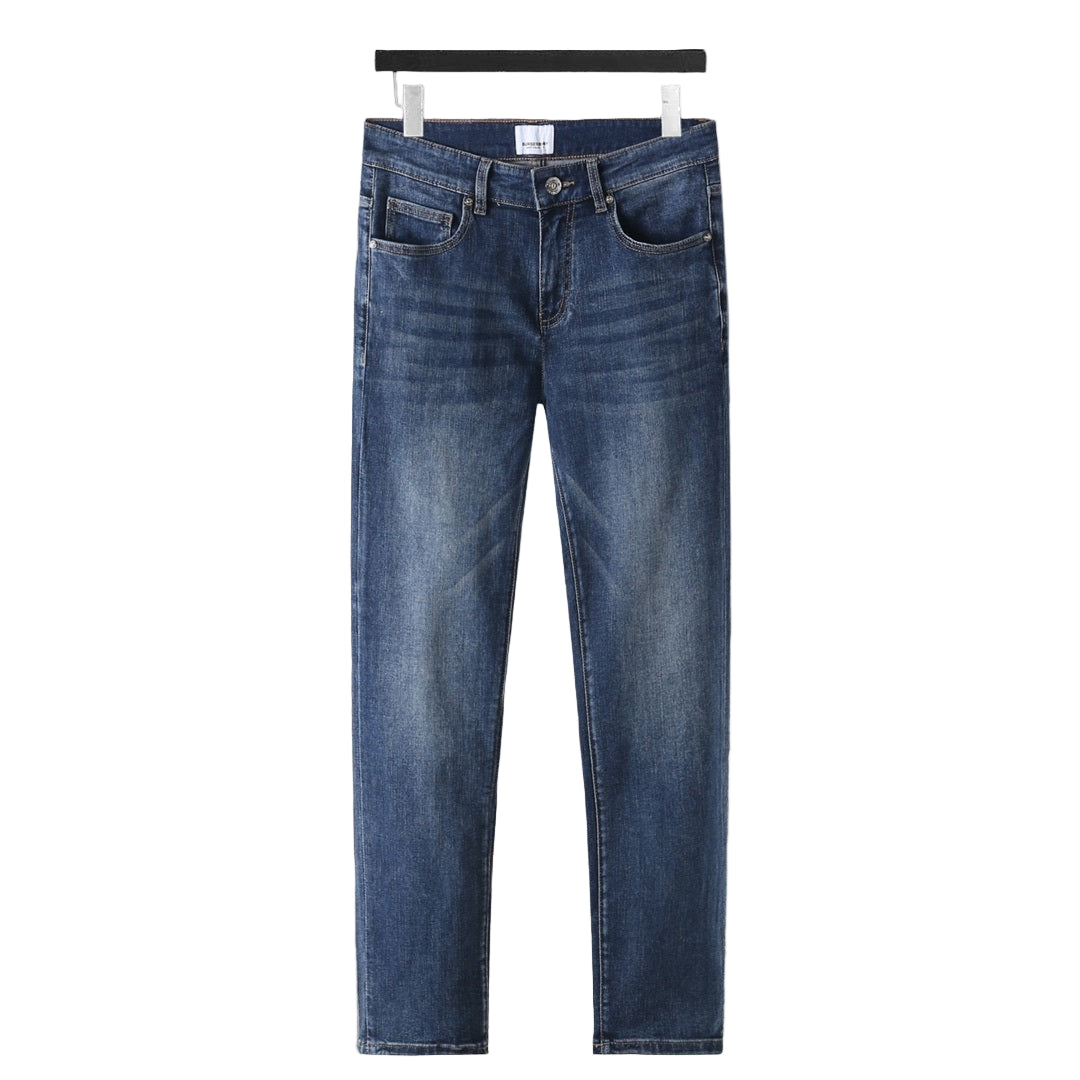 Luxury Embroidered Denim Jeans – Blue Regular Fit with Logo Patch