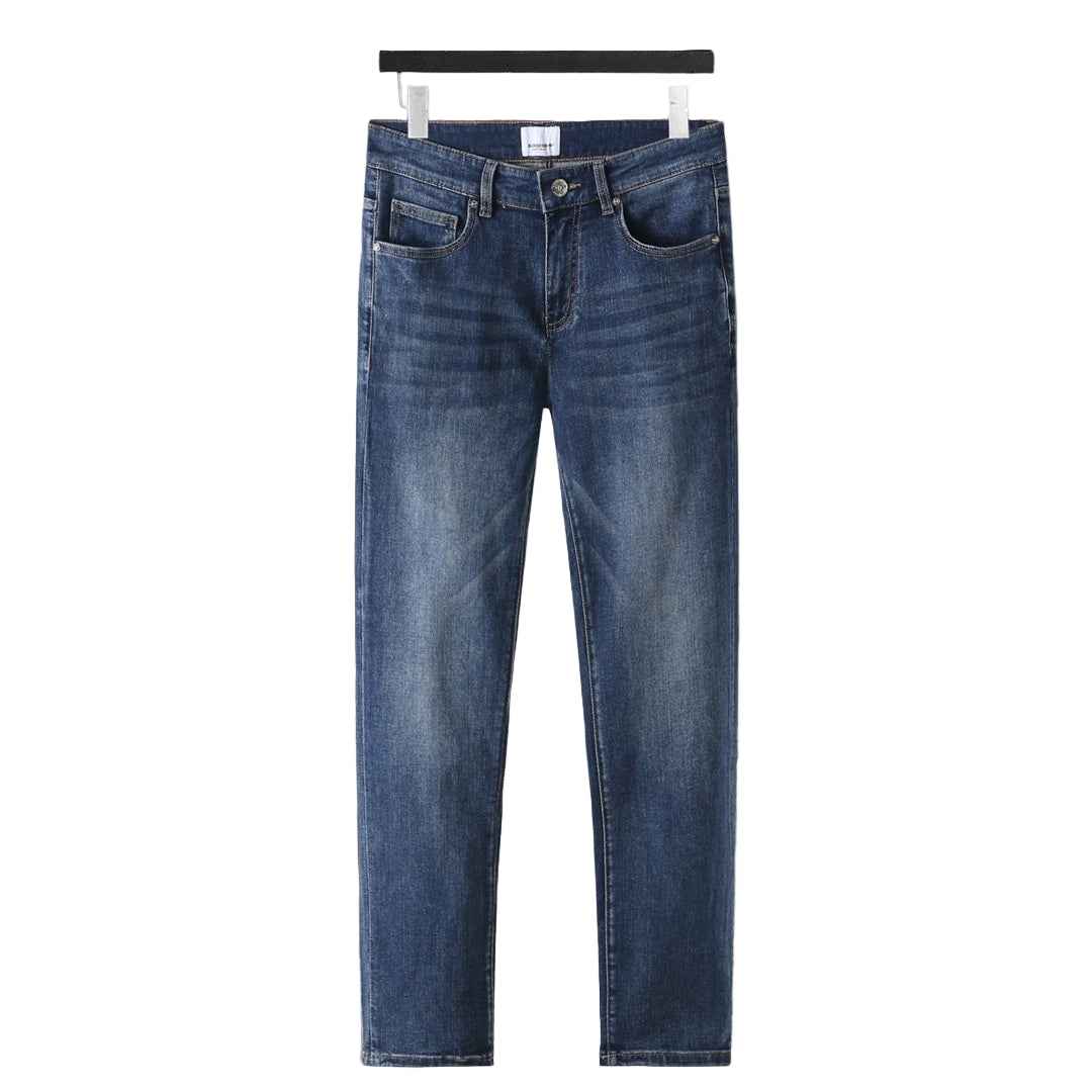 Luxury Embroidered Denim Jeans – Blue Regular Fit with Logo Patch - TruVybe Essentials