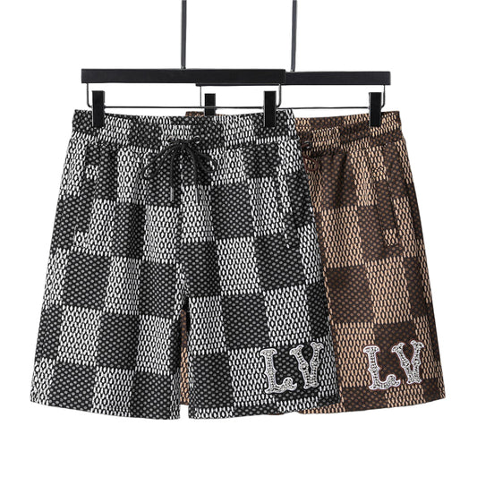 Luxury Checkered Swim Shorts – Quick-Dry Nylon Beach Edition