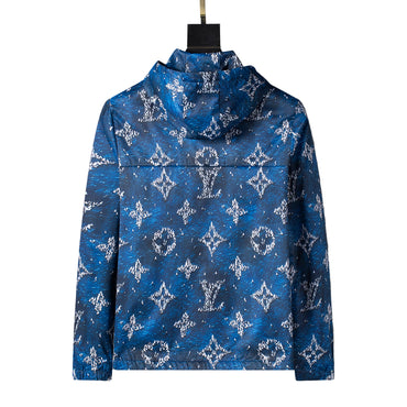 Luxury Ocean Windbreaker – Blue Sailing Print Hooded Jacket