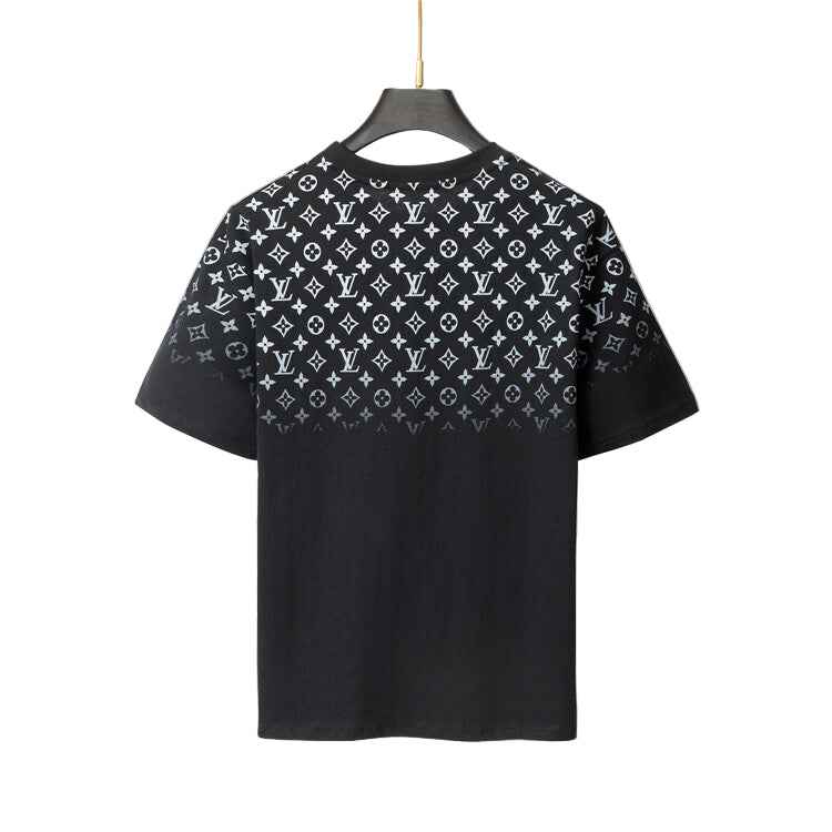 “Black & White Monogram Gradient Cotton Jersey Tee — Fading Motif Design” - TruVybe Essentials