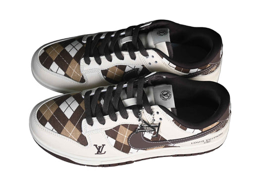 Brown Plaid Casual Low Sneaker — Custom Crafted - TruVybe Essentials