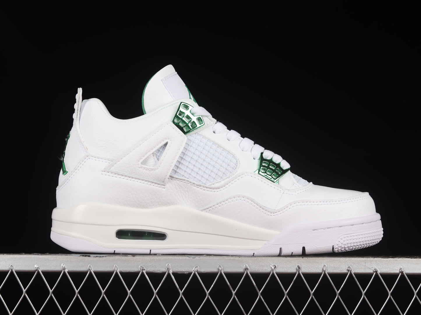 “Metallic Green Retro Sneaker – Style 408452-113 White & Emerald Accents”