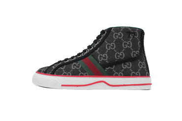 Black Mini-Monogram High-Top Sneakers – Retro Tennis Style