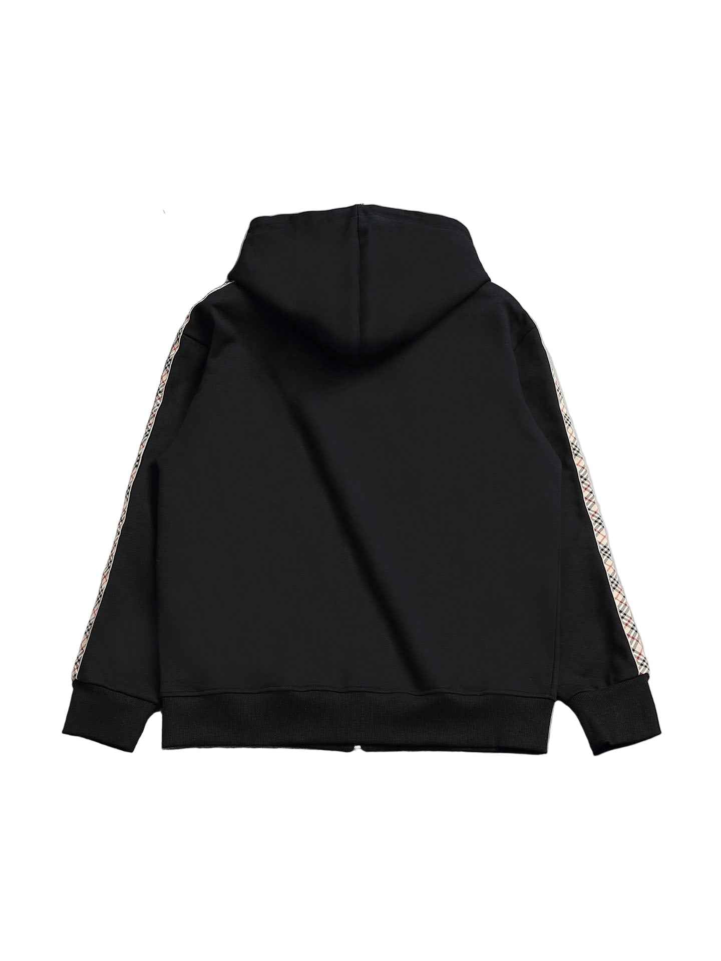 Luxury Check-Trim Cotton Hoodie – Beige Plaid Accent Edition - TruVybe Essentials
