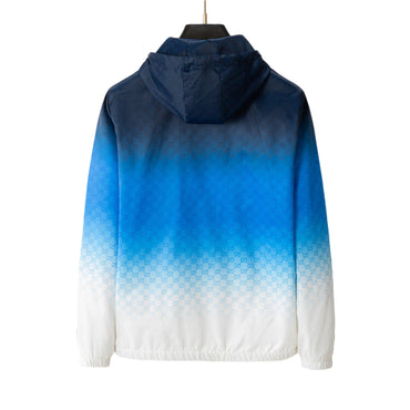 Blue and white gradient jacket on a gray background