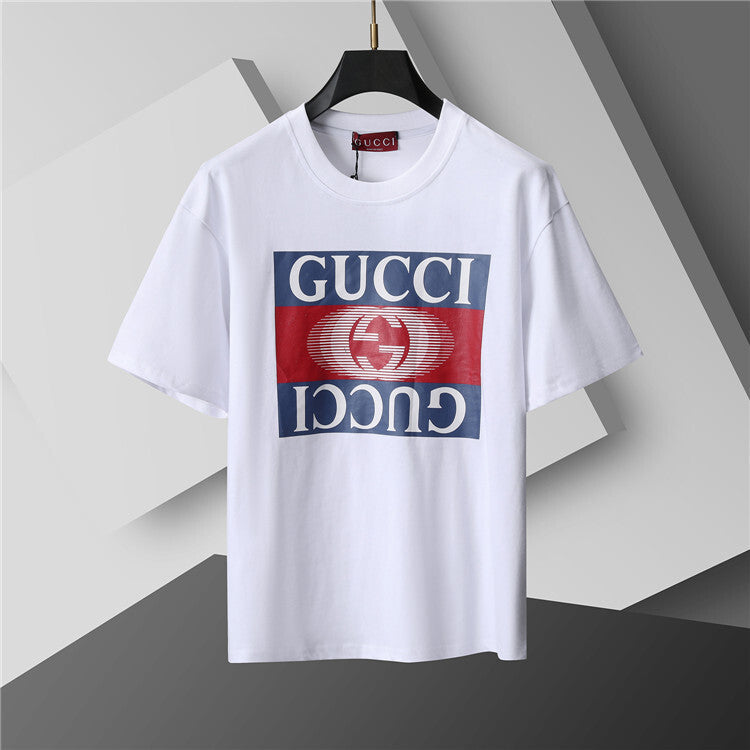 Luxury Striped Graphic T-Shirt – Interlocking-Inspired Cotton Tee