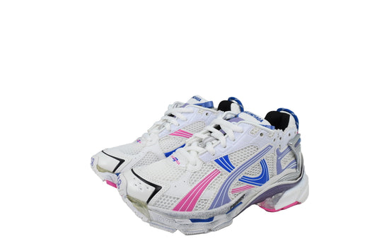 White sneakers with colorful accents on a white background