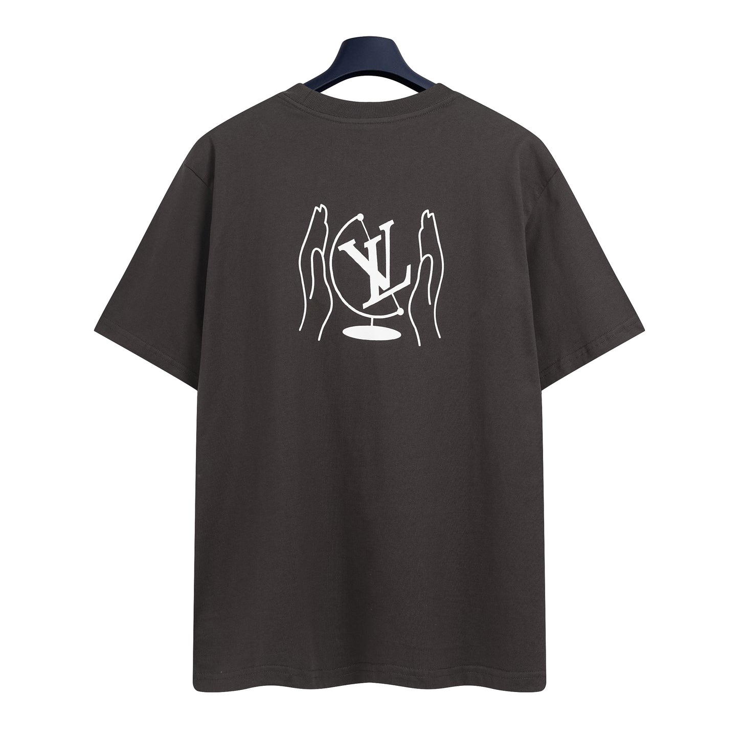 Washed Printed Cotton T-Shirt – Dark Ebony Vintage Graphic Tee with Signature Prints