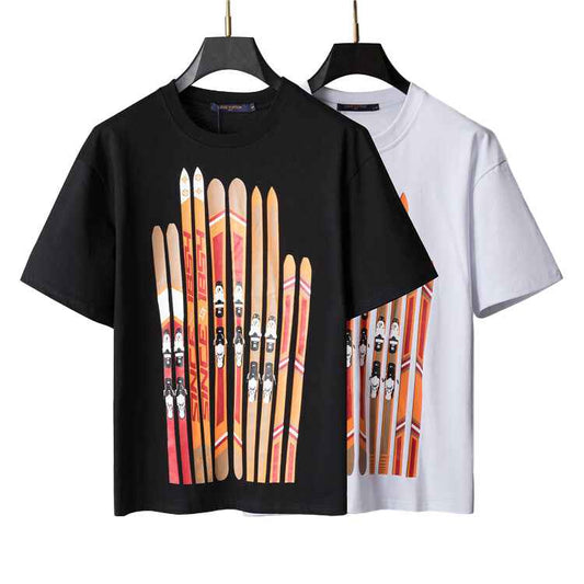 Milky White Graphic Motif Cotton Jersey Tee — Vintage Ski Signature Design - TruVybe Essentials