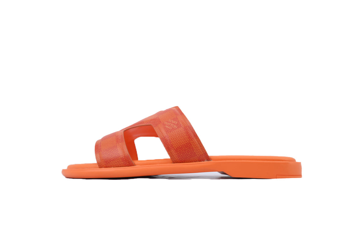 Louis Vuitton Oasis Mule Orange Checkered Slide – Bold Color Meets Iconic Luxury