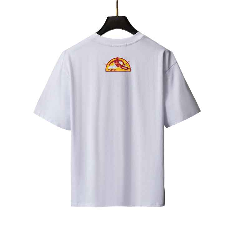Milky White Graphic Motif Cotton Jersey Tee — Vintage Ski Signature Design - TruVybe Essentials
