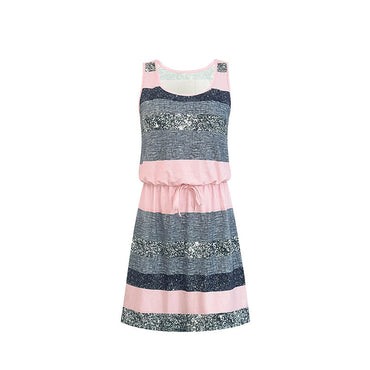 Women’s Color‑Block Striped Tie‑Waist Mini Dress