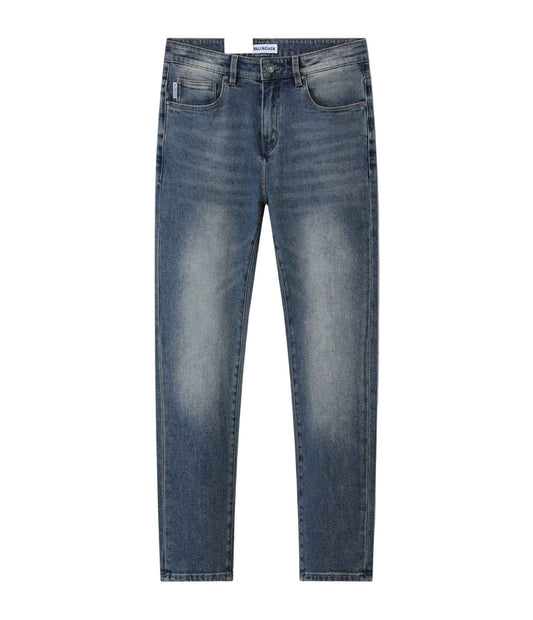Tapered Slim-Fit Denim Jeans – Blue Distressed Embroidered Edition - TruVybe Essentials