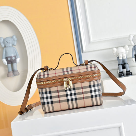 Beige Check Vanity Bag