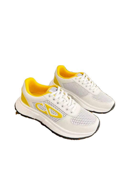 Breathable Mesh Low-Top Trainer — Cushioned Comfort Sneaker yellow