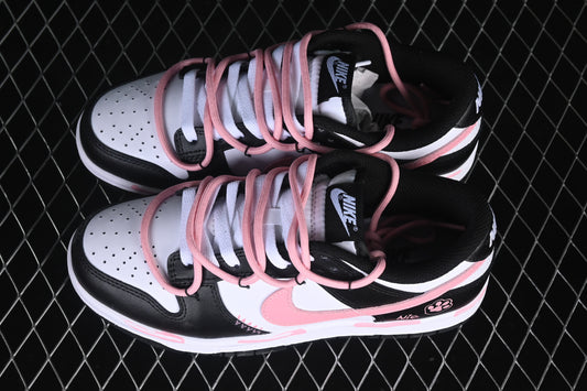 Custom Low-Top Sneaker – Black, White & Pink