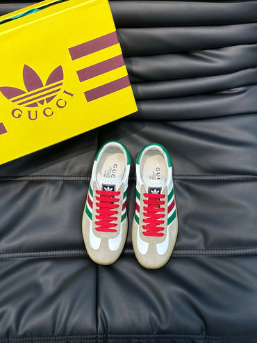 Custom Retro Stripe Low-Top Sneakers – Red, Green & White