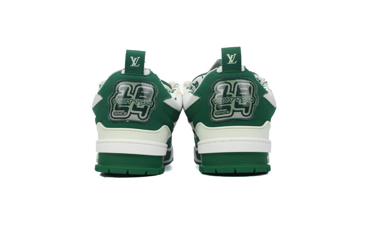 Leather Lace-Up Board Shoes – White & Green back