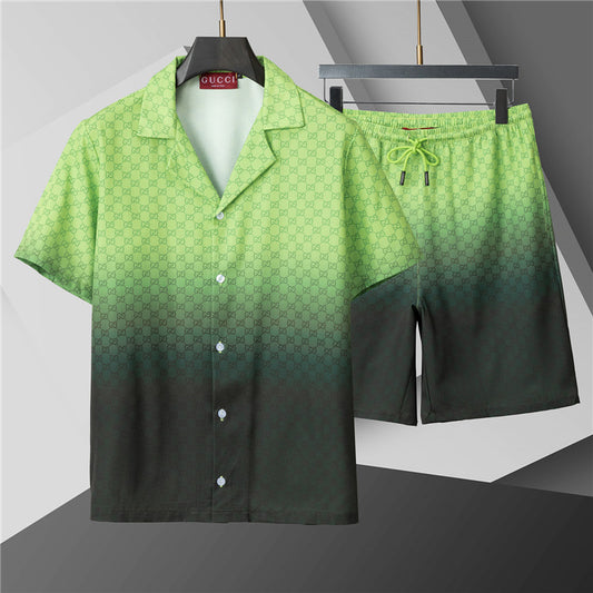 Luxury Gradient Green 2-Piece Summer Short Set
