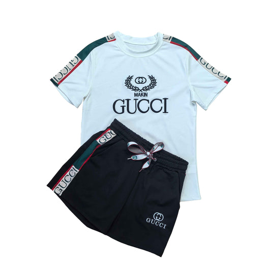 Premium Contrast Trim Two-Piece Short Set