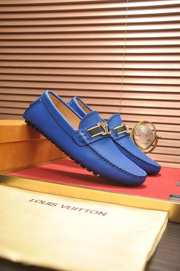 Royal Blue Slip-On Loafers – Textured Finish with Metal Accent