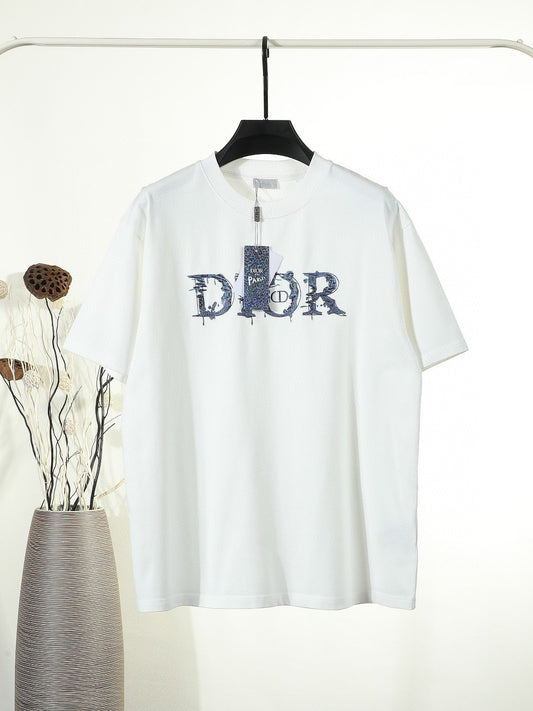White Distressed Letter Graphic T-Shirt