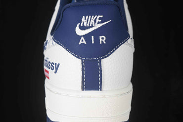 White & Navy Low-Top Street Sneaker