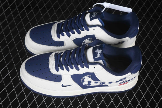 White & Navy Low-Top Street Sneaker