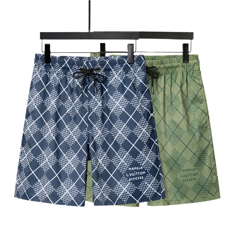 Louis Vuitton Argyle Damier Shorts – Designer Street Style in Blue or Olive Green