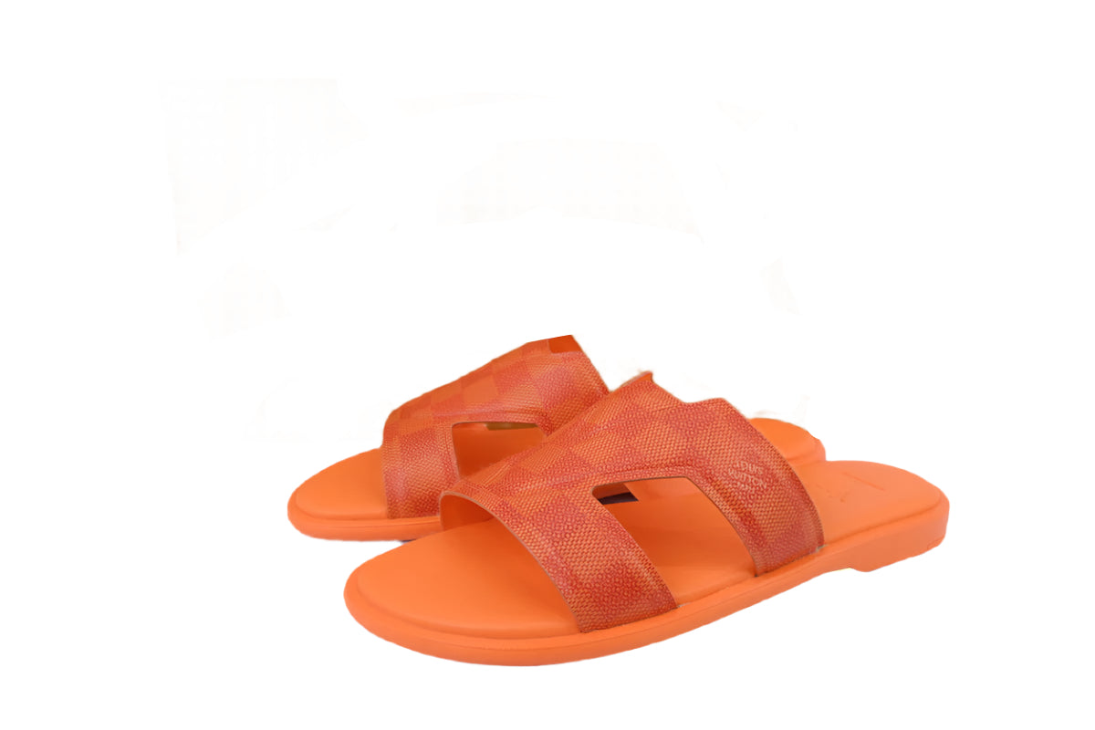 Louis Vuitton Oasis Mule Orange Checkered Slide – Bold Color Meets Iconic Luxury