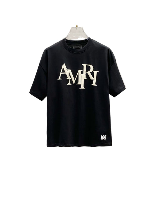 Staggered Logo Cotton T-Shirt – Premium Straight-Fit Tee