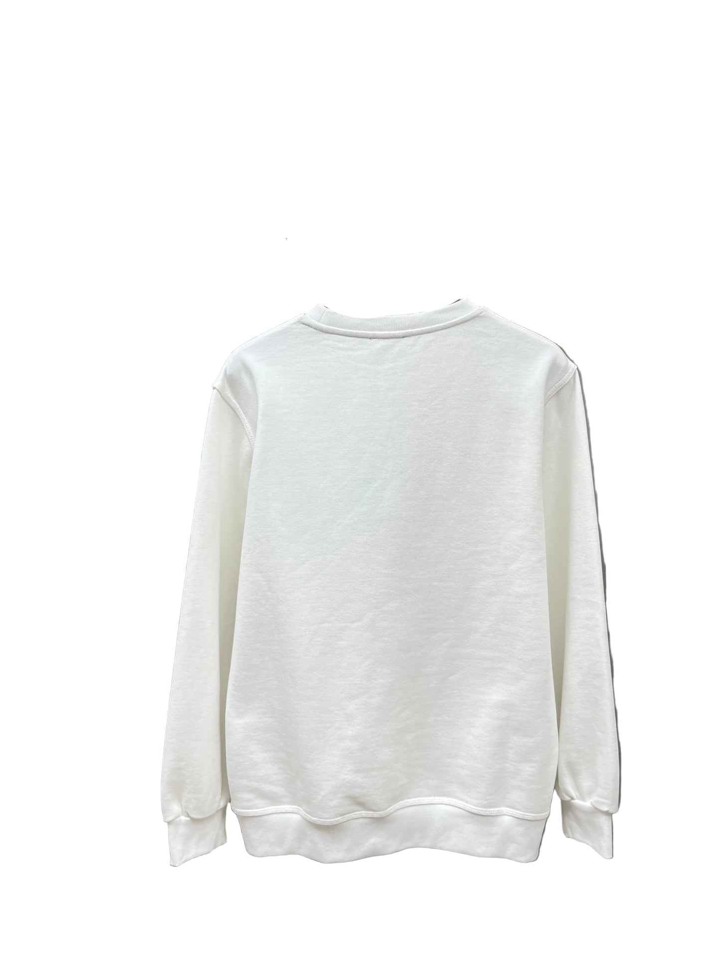 White Luxury Ribbed Crewneck Sweatshirt – Blue Lettered Graphic Style - TruVybe Essentials