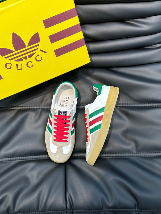 Custom Retro Stripe Low-Top Sneakers – Red, Green & White