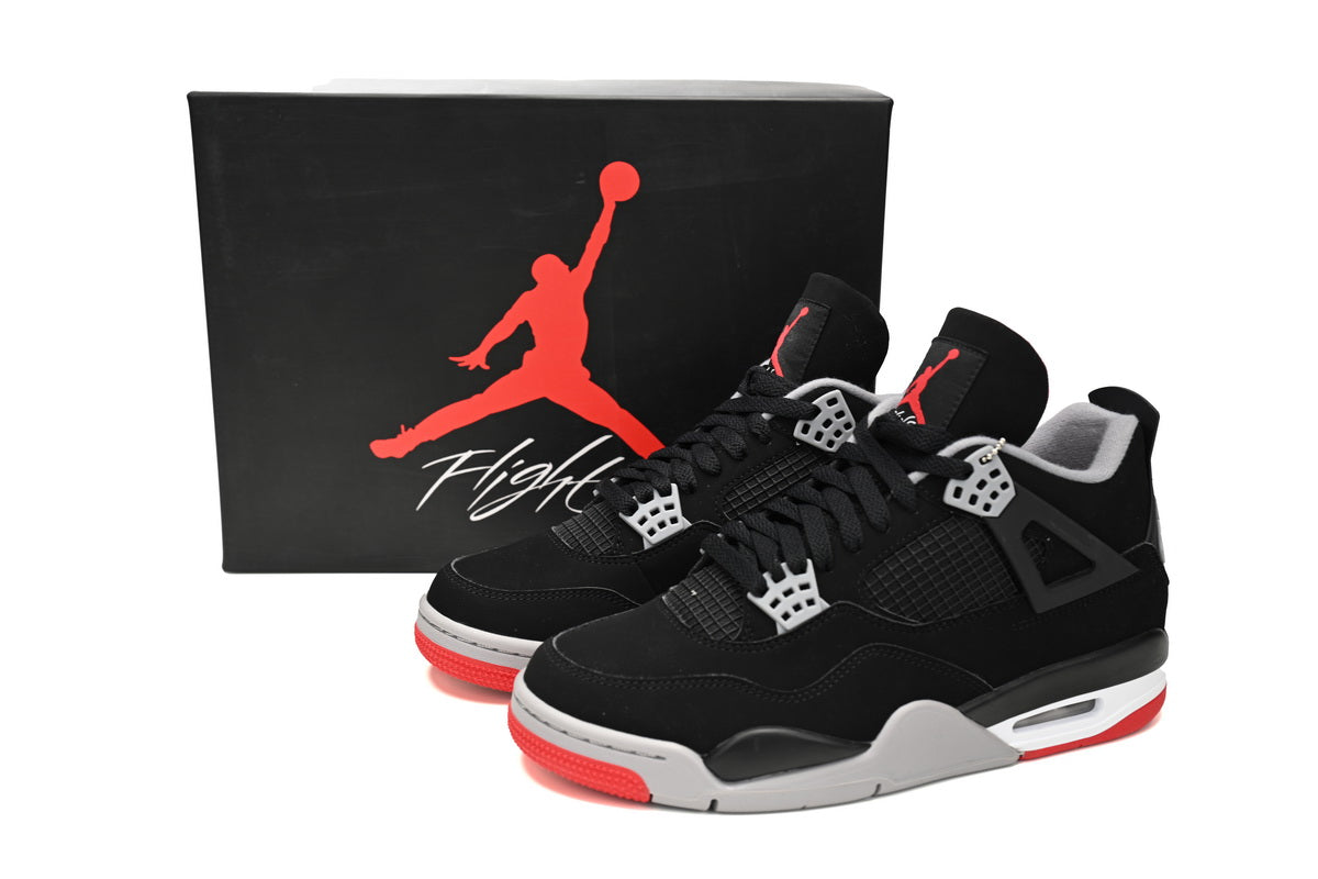 Air Jordan 4 Retro Bred 308497-060 Black/Fire Red-Cement Grey-Summit White - TruVybe Essentials