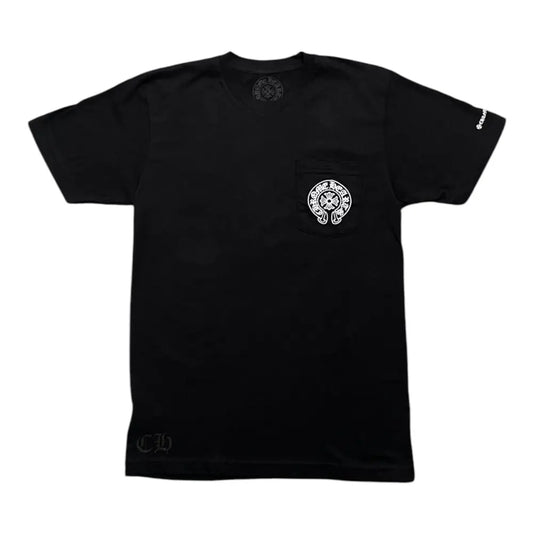 “Horseshoe Logo Pocket Graphic Tee — Black / White Shirt”