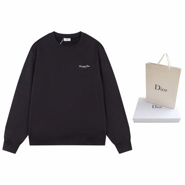 Black sweatshirt with a small graphic 
and  shopping bag on a white background