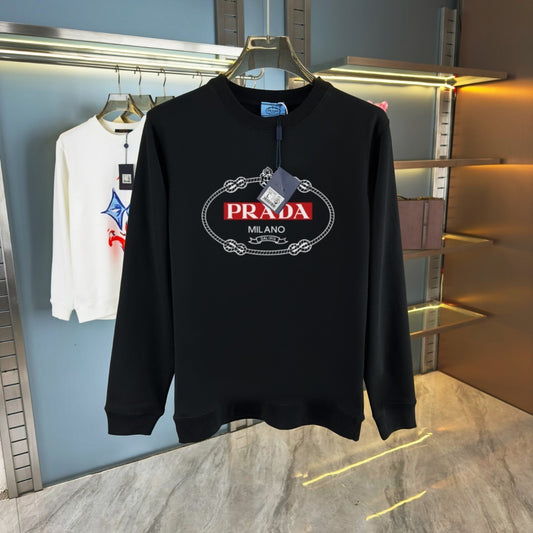 Luxury Crest Logo Crewneck Sweatshirt – Black Triangle Emblem